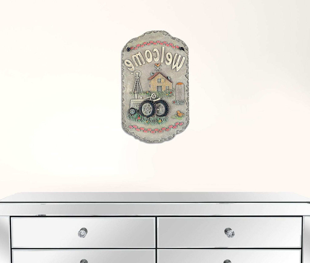 Tractor and Farm Welcome Sign Indoor Outdoor Resin Wall Decor - Homeroots - Flyclothing LLC