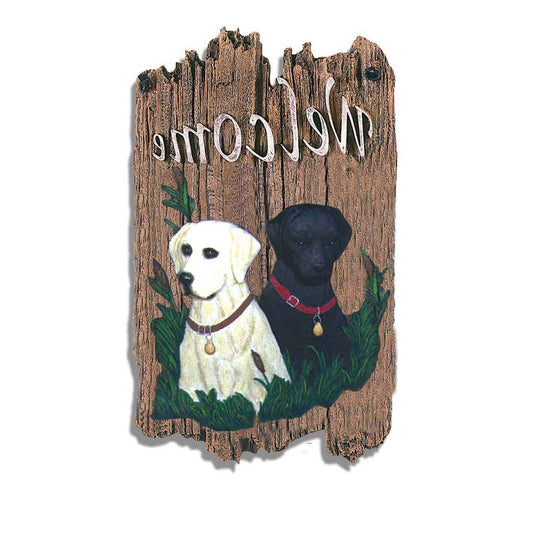 Black and Yellow Labs Indoor Outdoor Resin Welcome Wall Decor - Homeroots - Flyclothing LLC