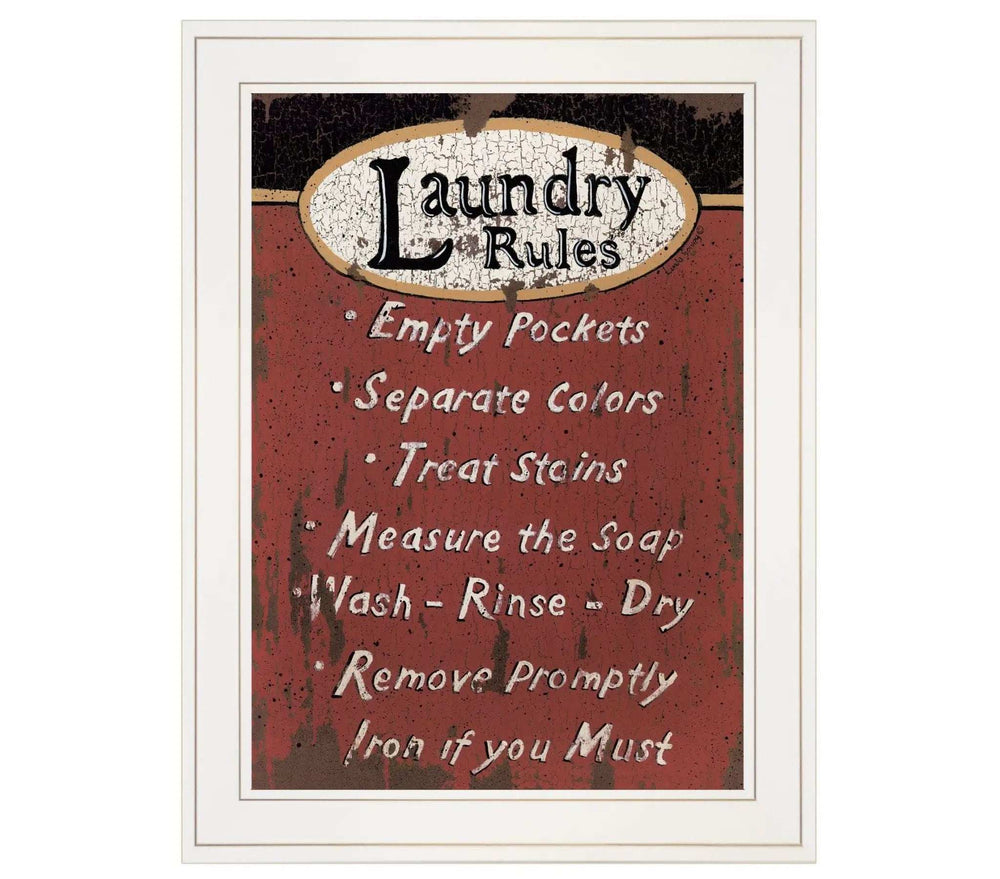 Laundry Rules 3 White Framed Print Laundry Wall Art - Homeroots - Flyclothing LLC
