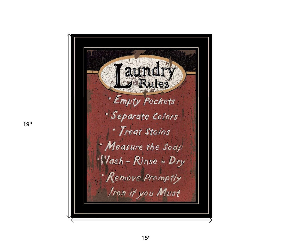 Laundry Rules 4 Black Framed Print Bathroom Wall Art - Homeroots - Flyclothing LLC