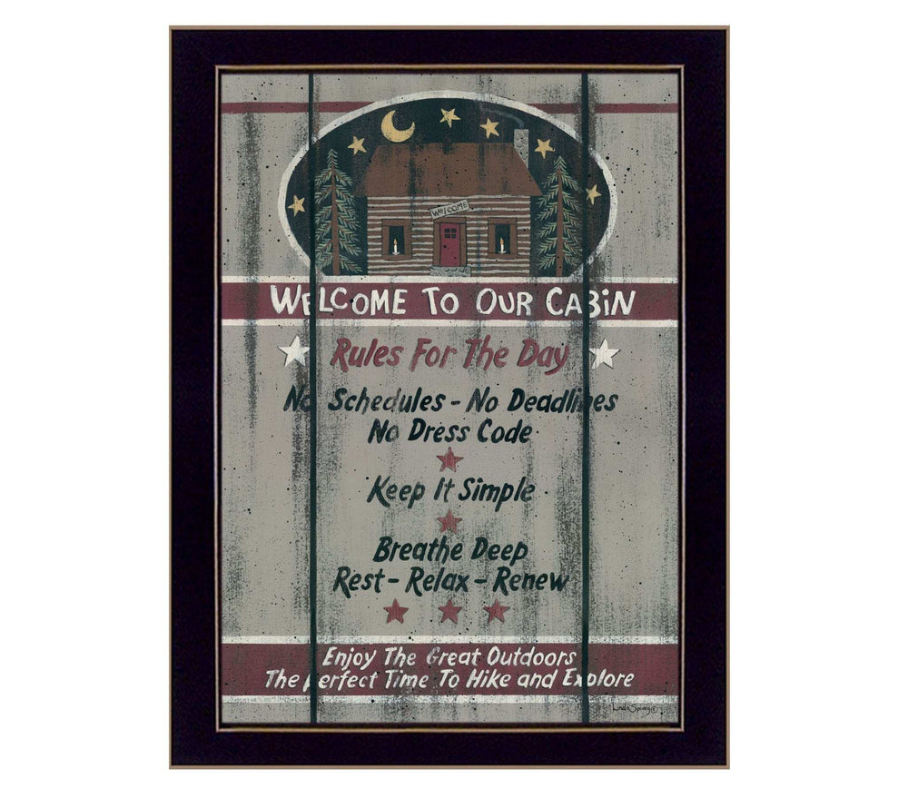 Cabin Rules 6 Black Framed Print Wall Art - Homeroots - Flyclothing LLC
