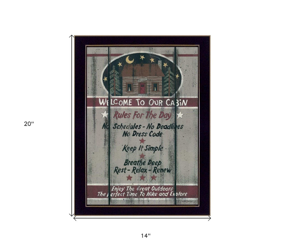 Cabin Rules 6 Black Framed Print Wall Art - Homeroots - Flyclothing LLC