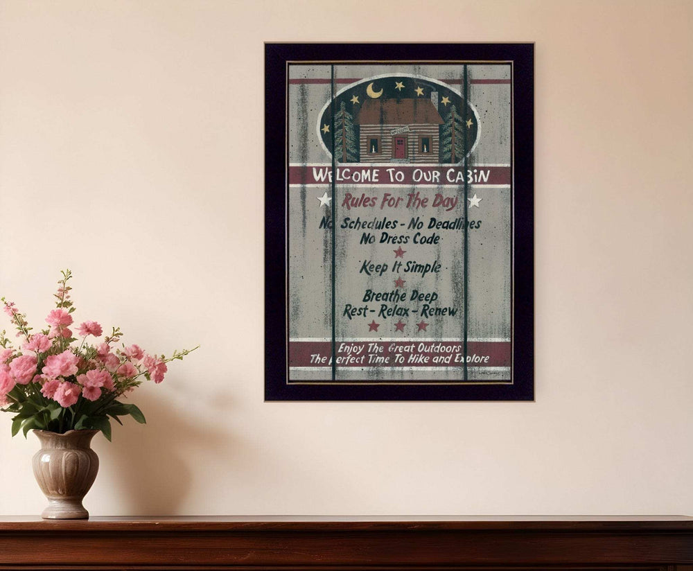Cabin Rules 6 Black Framed Print Wall Art - Homeroots - Flyclothing LLC