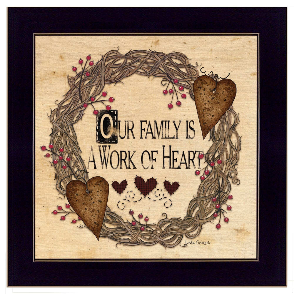 Our Family is a work of the Heart Linda Spivey Ready to Hang Framed Print Black Frame Black Framed Print Wall Art - Homeroots - Flyclothing LLC