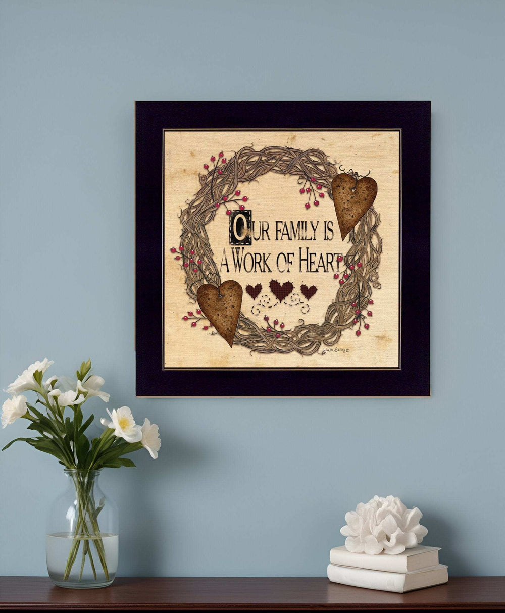 Our Family is a work of the Heart Linda Spivey Ready to Hang Framed Print Black Frame Black Framed Print Wall Art - Homeroots - Flyclothing LLC