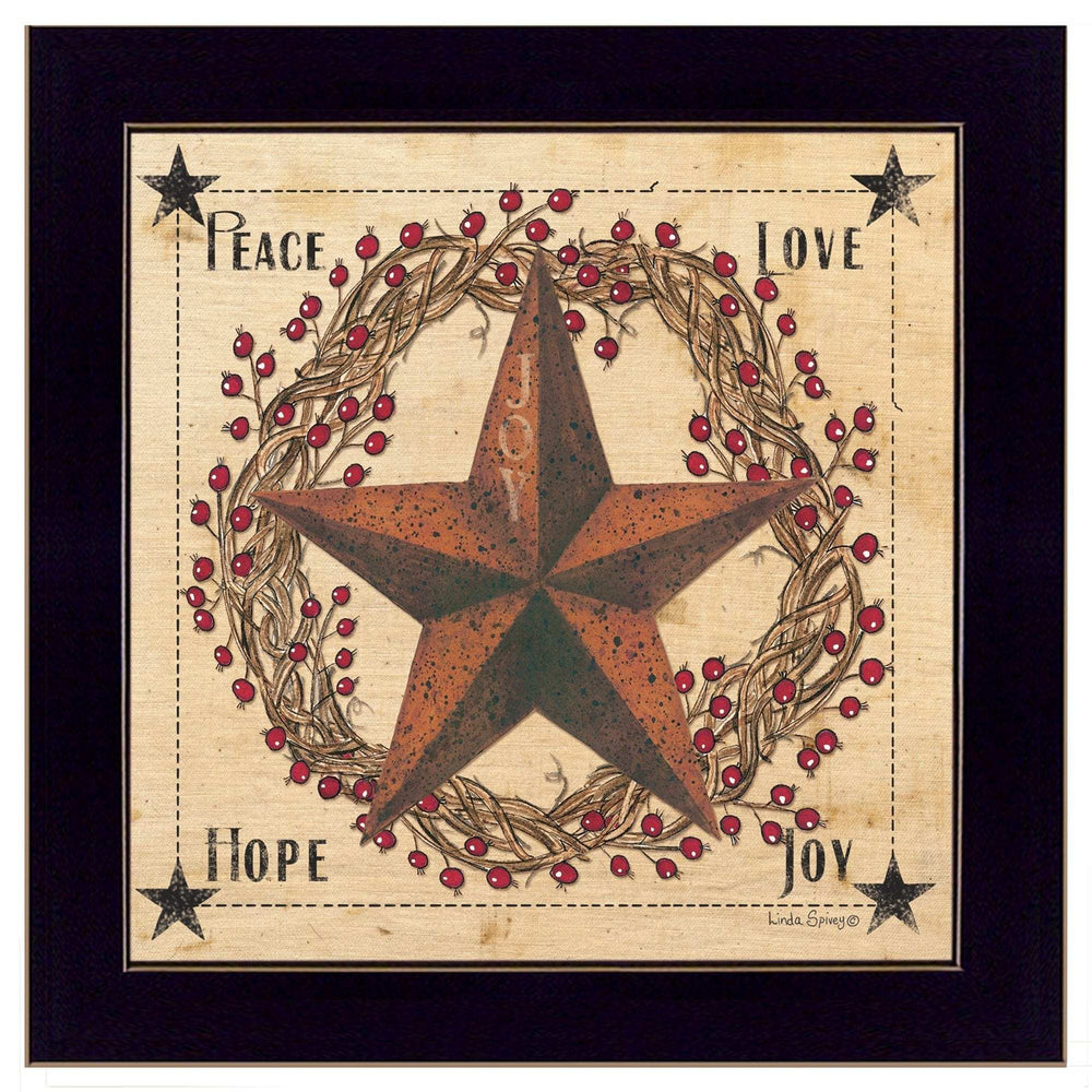 Peace Love Hope Joy Black Framed Print Wall Art - Homeroots - Flyclothing LLC