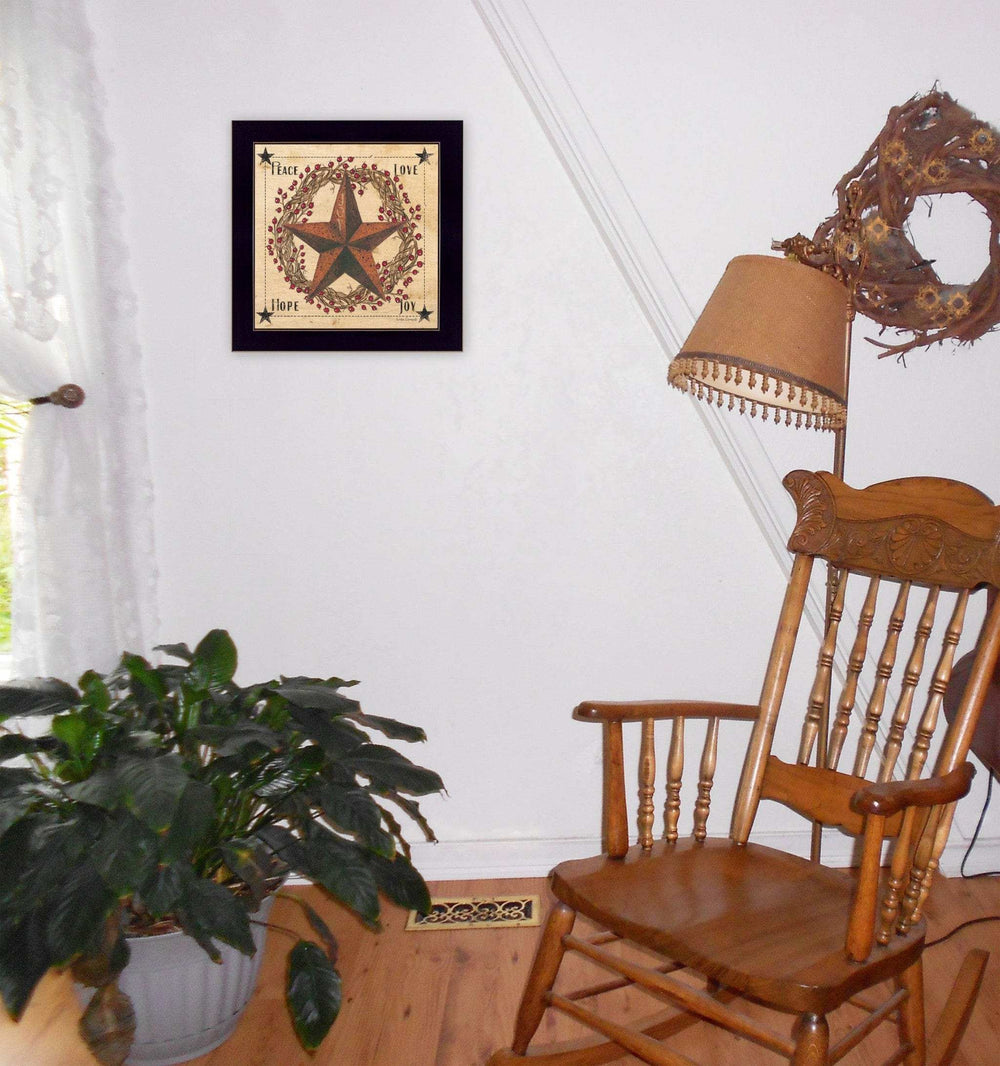 Peace Love Hope Joy Black Framed Print Wall Art - Homeroots - Flyclothing LLC