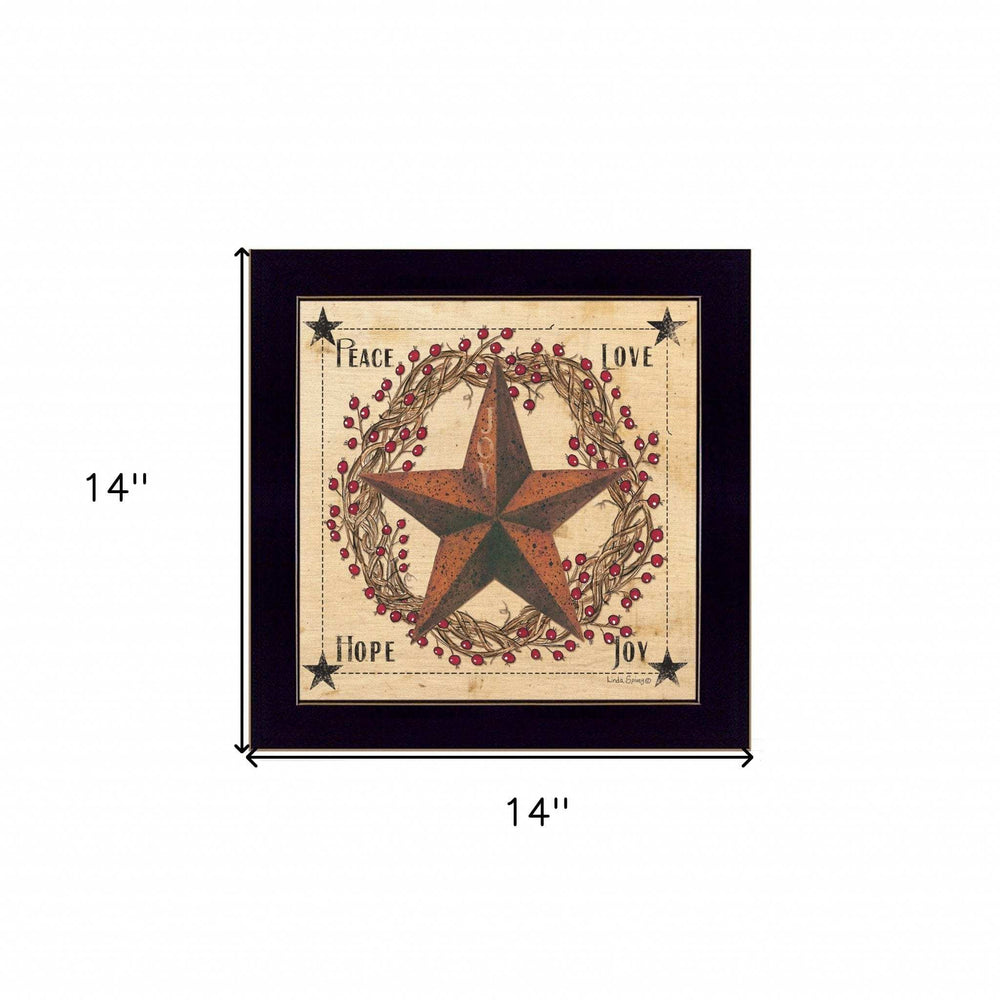 Peace Love Hope Joy Black Framed Print Wall Art - Homeroots - Flyclothing LLC