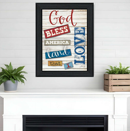 God Bless America 4 Black Framed Print Wall Art - Homeroots - Flyclothing LLC