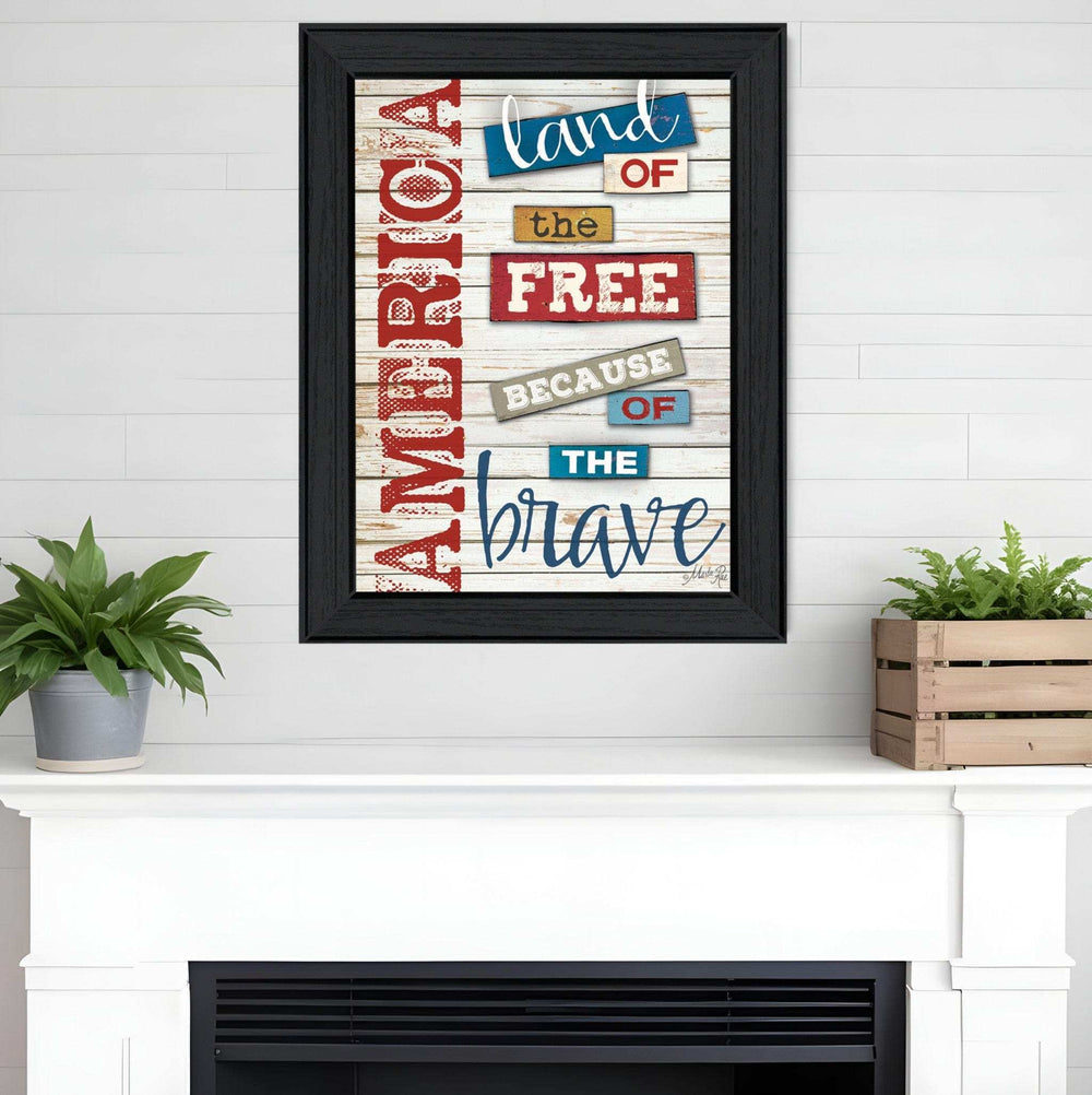 America Land of the Free Black Framed Print Wall Art - Homeroots - Flyclothing LLC