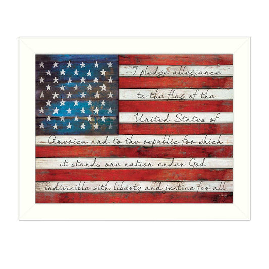 Pledge of Allegiance 4 White Framed Print Wall Art - Homeroots - Flyclothing LLC