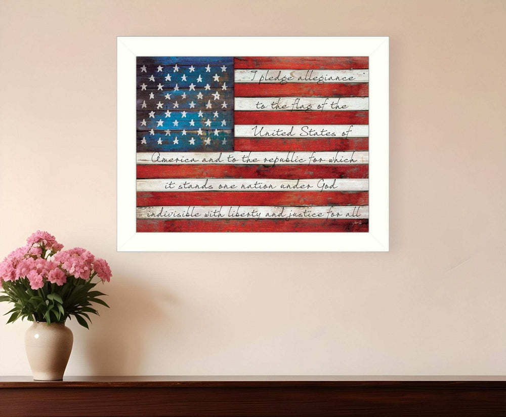 Pledge of Allegiance 4 White Framed Print Wall Art - Homeroots - Flyclothing LLC