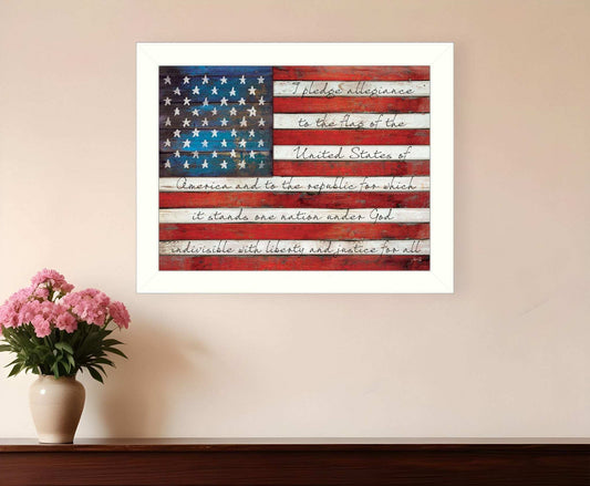 Pledge of Allegiance 4 White Framed Print Wall Art - Homeroots - Flyclothing LLC