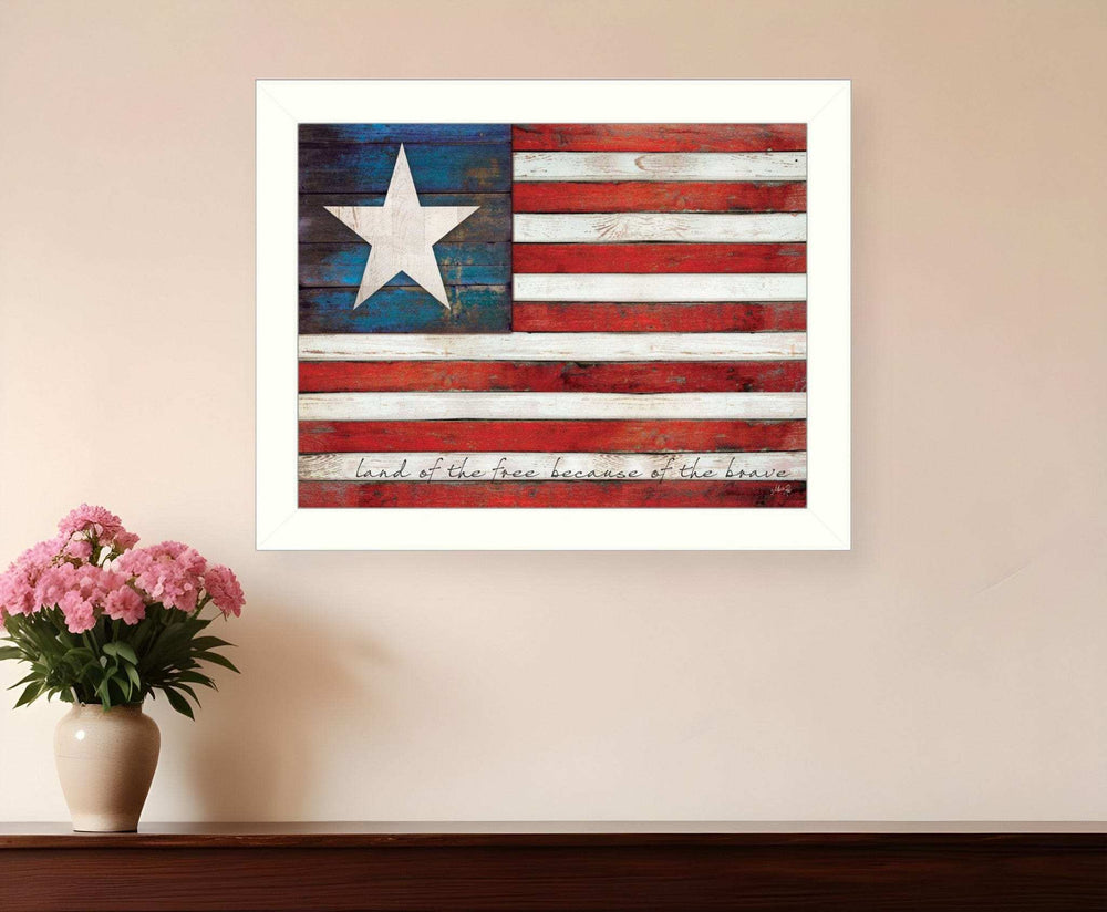 Land of the Free White Framed Print Wall Art - Homeroots - Flyclothing LLC