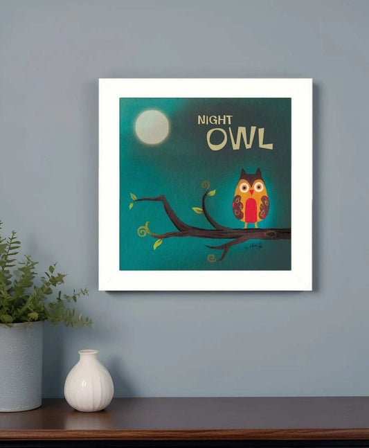 Night Owl 1 White Framed Print Wall Art - Homeroots - Flyclothing LLC