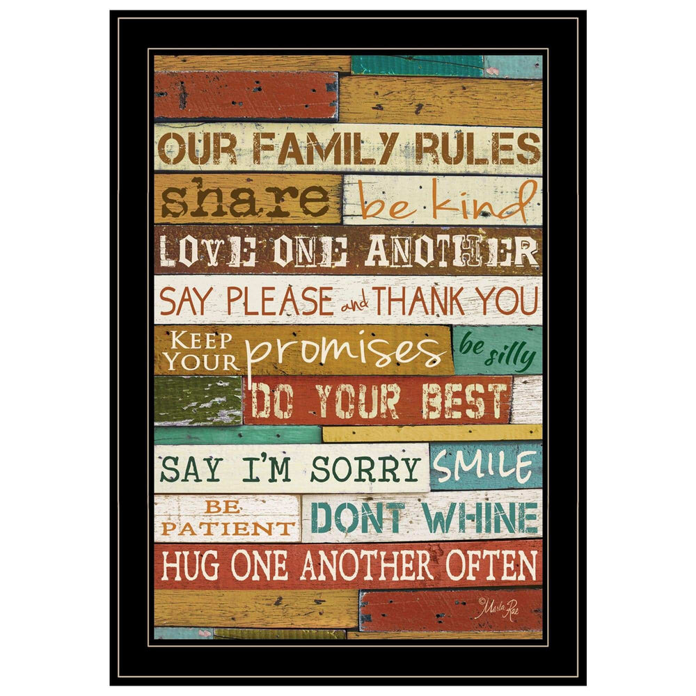 Our Family Rules 7 Black Framed Print Wall Art - Homeroots - Flyclothing LLC