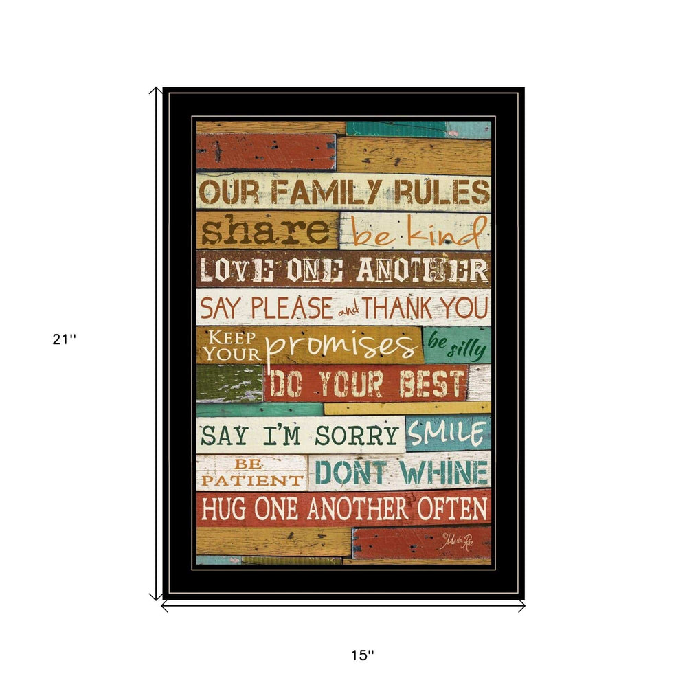 Our Family Rules 7 Black Framed Print Wall Art - Homeroots - Flyclothing LLC