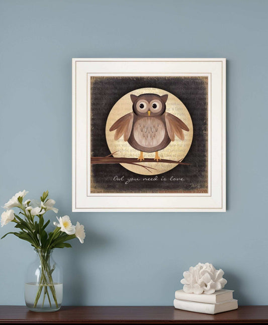Owl You Need is Love 1 White Framed Print Wall Art - Homeroots - Flyclothing LLC