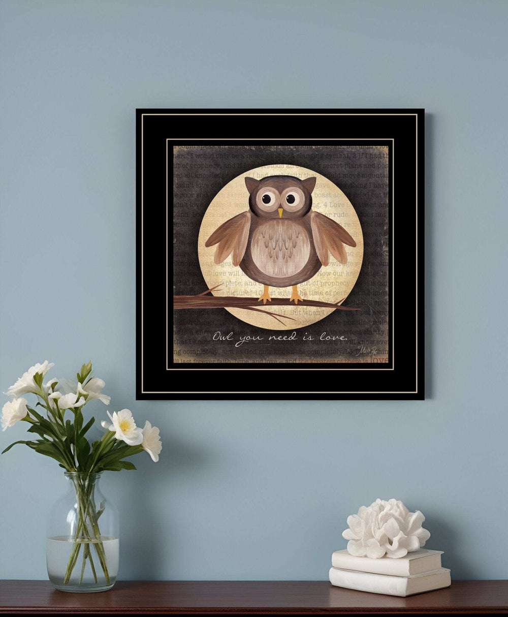 Owl You Need is Love 2 Black Framed Print Wall Art - Homeroots - Flyclothing LLC