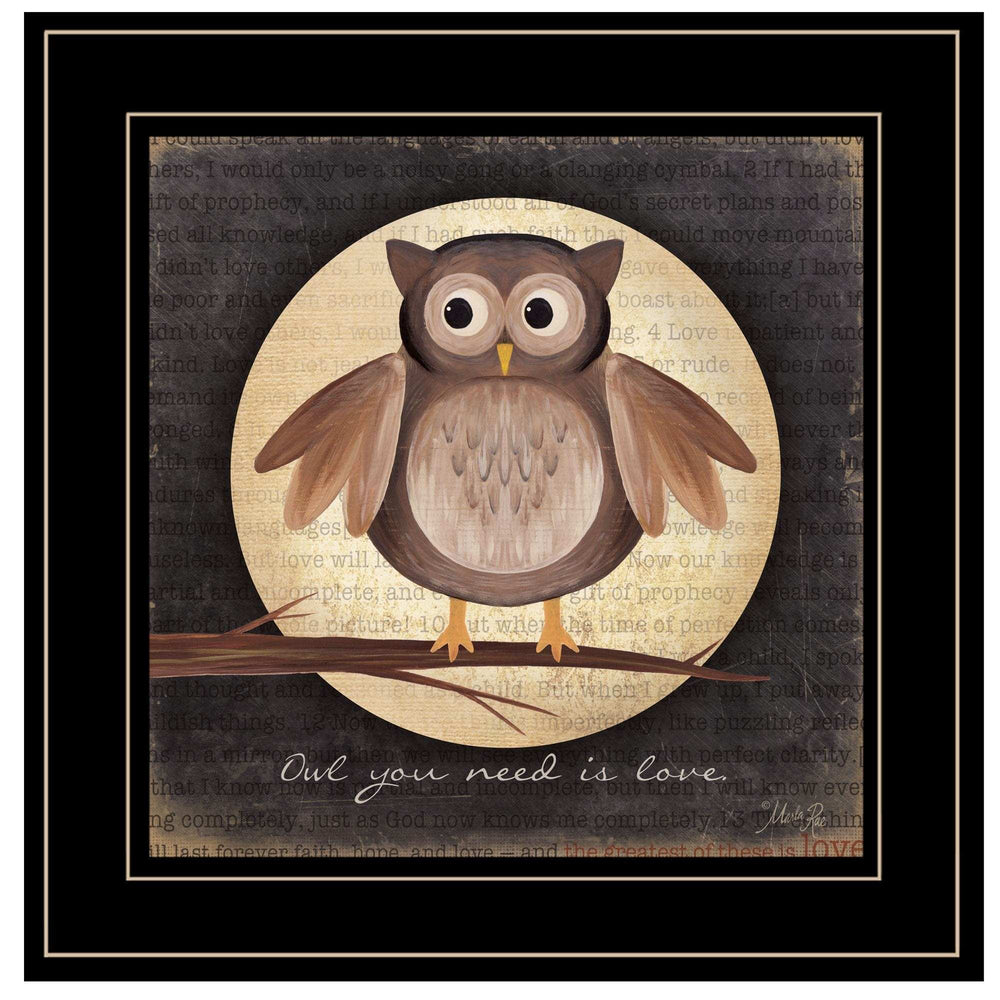 Owl You Need is Love 2 Black Framed Print Wall Art - Homeroots - Flyclothing LLC