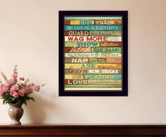 Dog Rules 8 Black Framed Print Wall Art - Homeroots - Flyclothing LLC