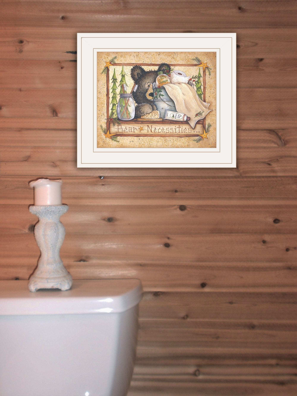 Bear Necessities 1 White Framed Print Bathroom Wall Art - Homeroots - Flyclothing LLC