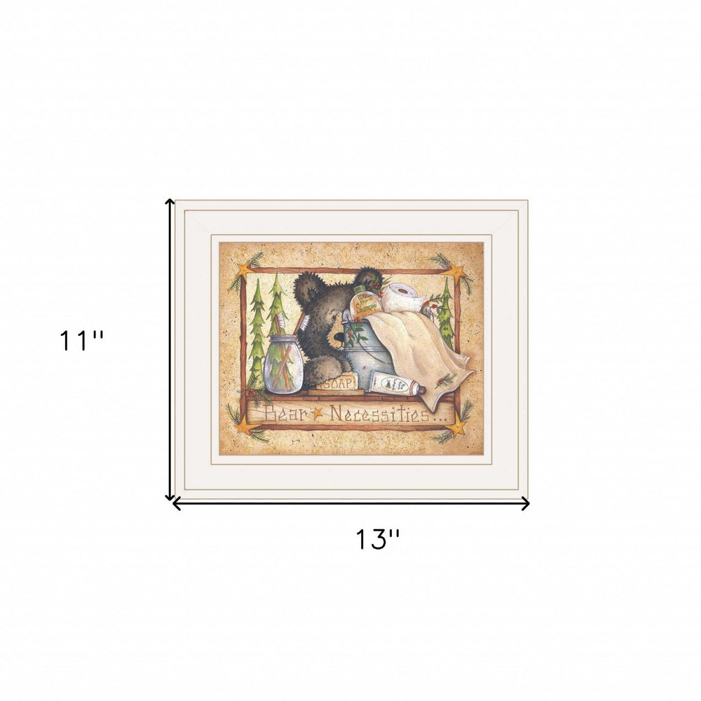 Bear Necessities 1 White Framed Print Bathroom Wall Art - Homeroots - Flyclothing LLC