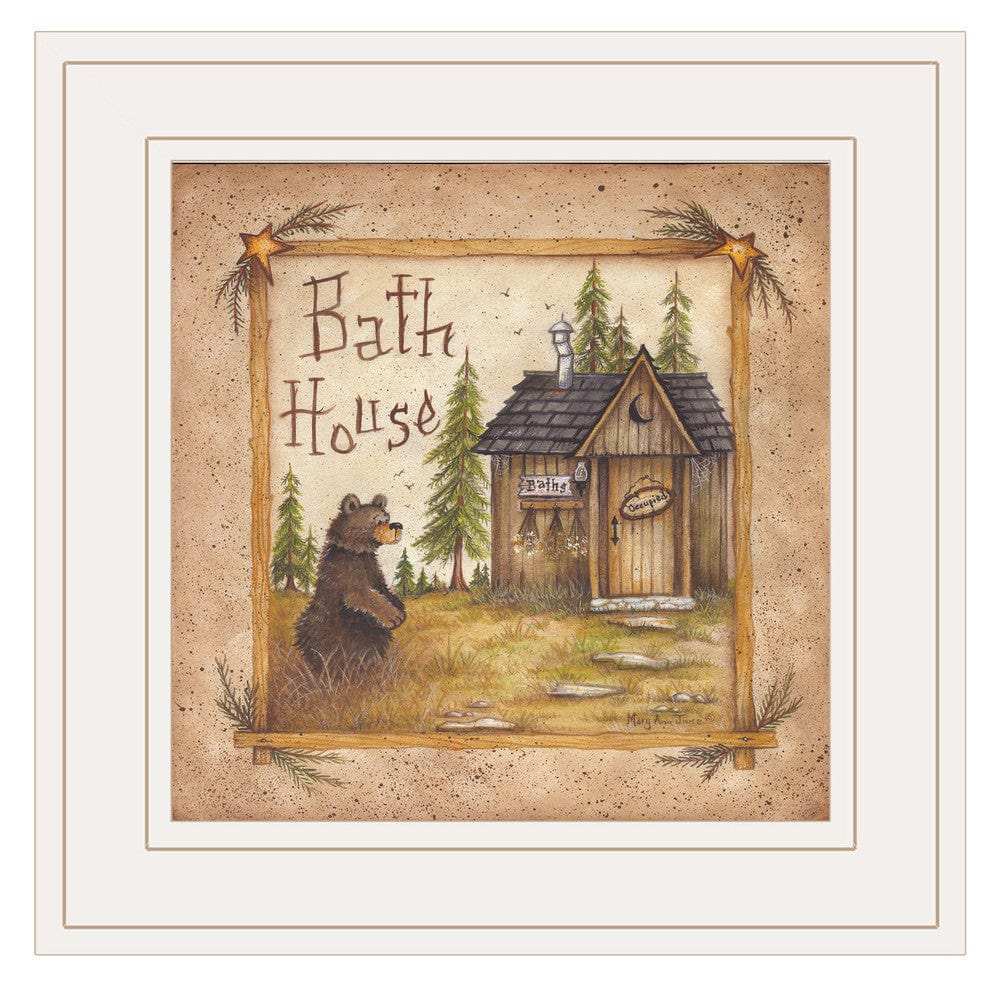 Bath House 3 White Framed Print Bathroom Wall Art - Homeroots - Flyclothing LLC