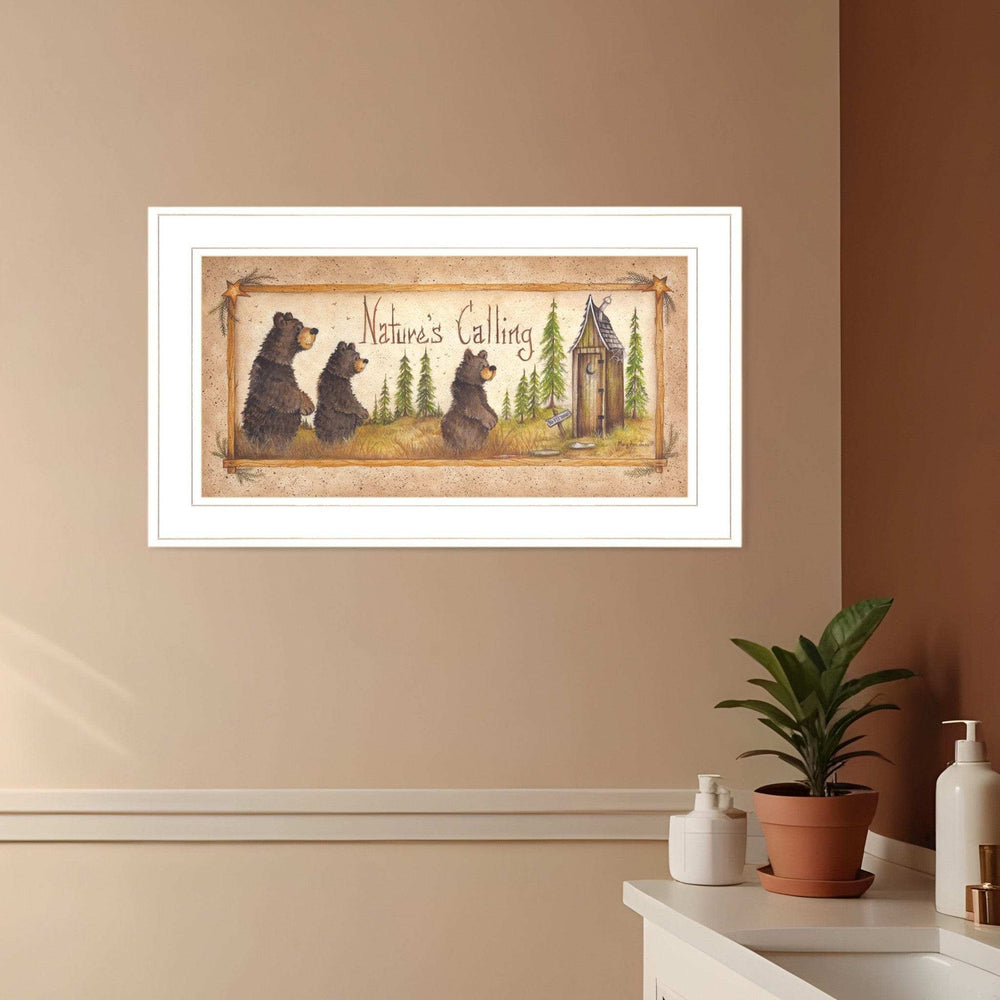 Natures Calling 2 White Framed Print Bathroom Wall Art - Homeroots - Flyclothing LLC