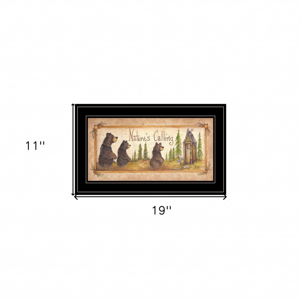 Natures Calling 3 Black Framed Print Bathroom Wall Art - Homeroots - Flyclothing LLC