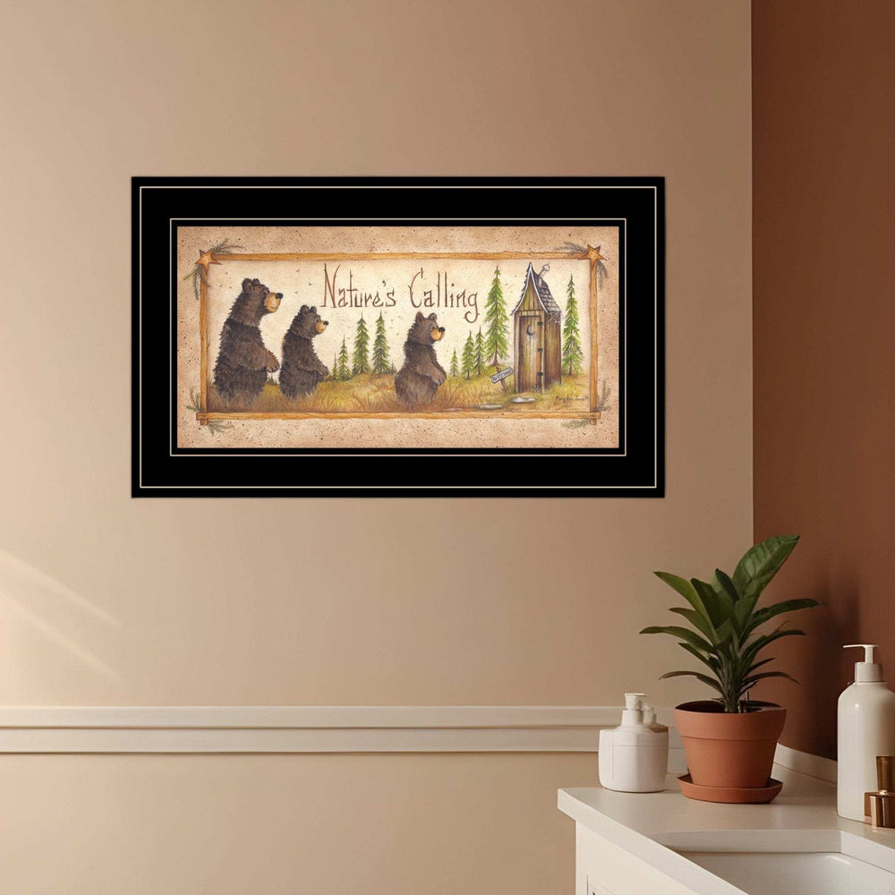 Natures Calling 3 Black Framed Print Bathroom Wall Art - Homeroots - Flyclothing LLC