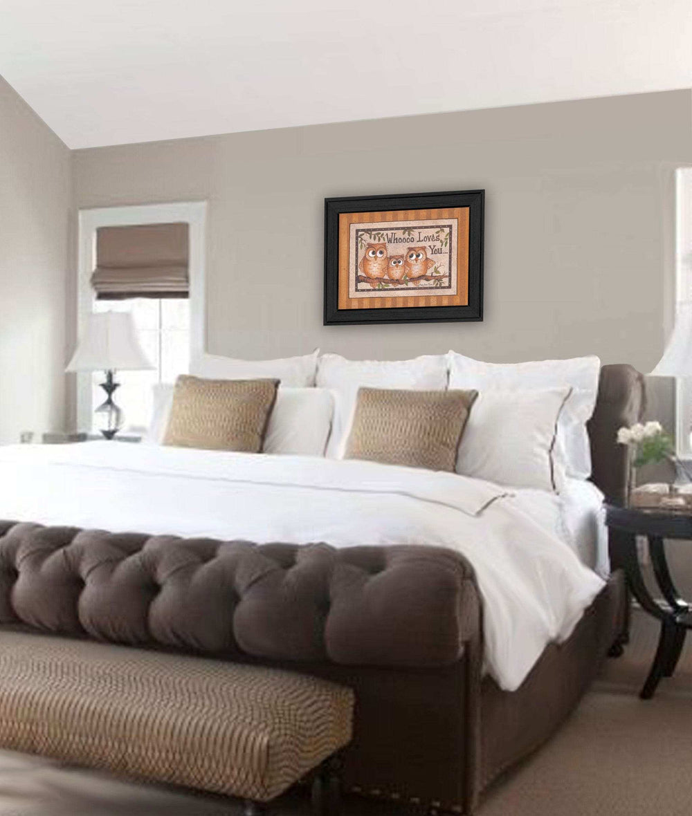 Whoooo Loves You Black Framed Print Wall Art - Homeroots - Flyclothing LLC