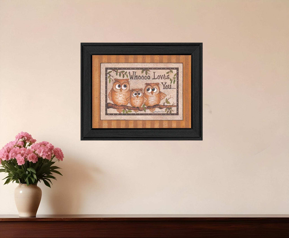 Whoooo Loves You Black Framed Print Wall Art - Homeroots - Flyclothing LLC