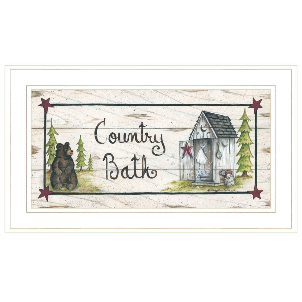 Country Bath 1 White Framed Print Bathroom Wall Art - Homeroots - Flyclothing LLC