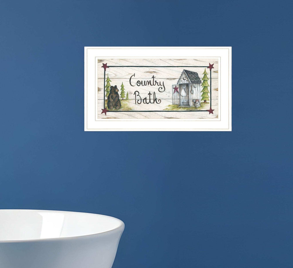 Country Bath 1 White Framed Print Bathroom Wall Art - Homeroots - Flyclothing LLC
