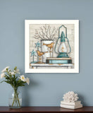 Lantern on Books 2 White Framed Print Wall Art - Homeroots - Flyclothing LLC