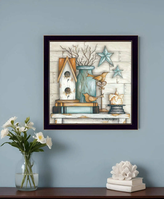 Birdhouse on Books 1 Black Framed Print Wall Art - Homeroots - Flyclothing LLC