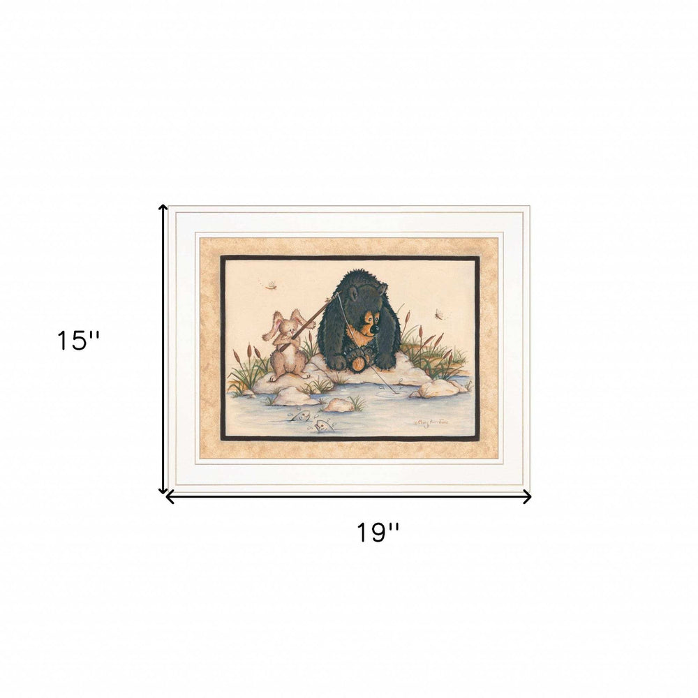 Gone Fishing 1 White Framed Print Wall Art - Homeroots - Flyclothing LLC