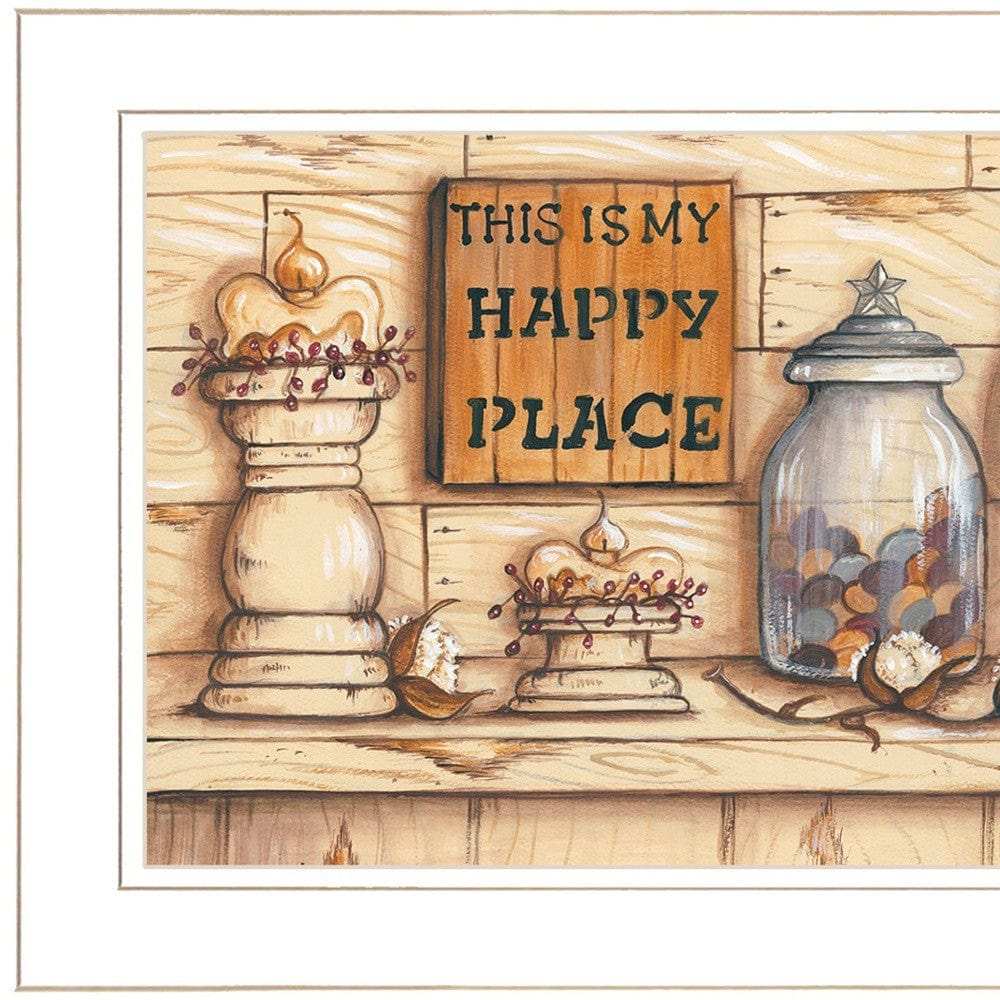 My Happy Place 1 White Framed Print Wall Art - Homeroots - Flyclothing LLC