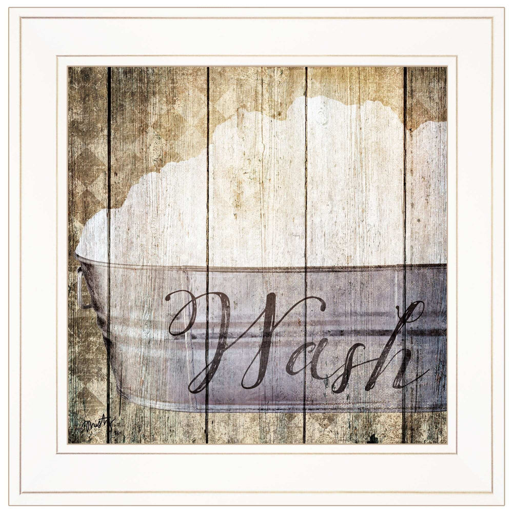 Wash 1 White Framed Print Bathroom Wall Art - Homeroots - Flyclothing LLC