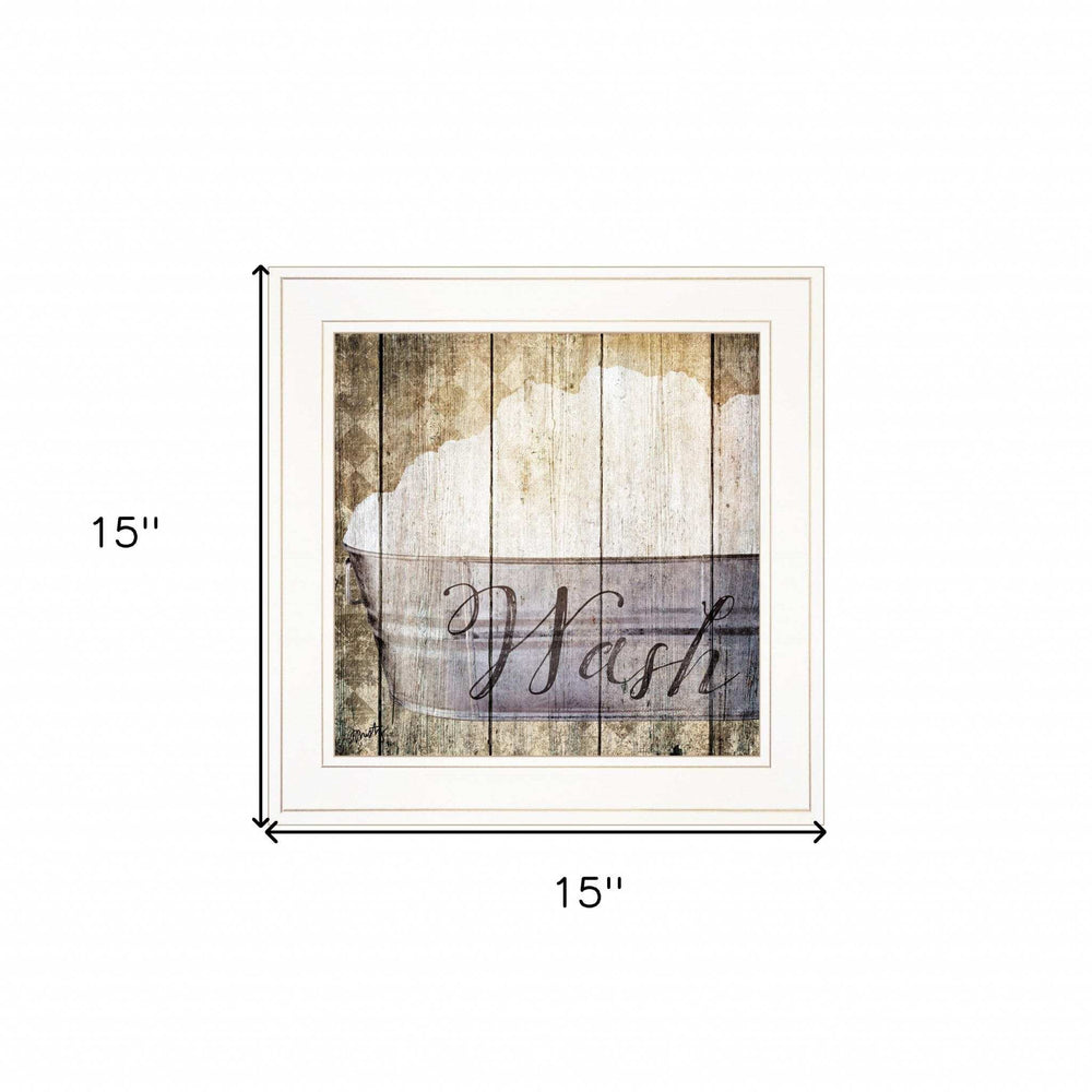 Wash 1 White Framed Print Bathroom Wall Art - Homeroots - Flyclothing LLC