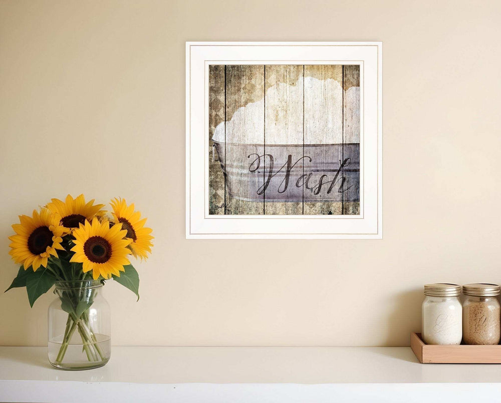 Wash 1 White Framed Print Bathroom Wall Art - Homeroots - Flyclothing LLC