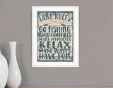 Lake Rules 1 White Framed Print Wall Art - Homeroots - Flyclothing LLC