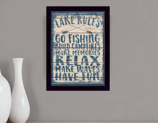 Lake Rules 2 Black Framed Print Wall Art - Homeroots - Flyclothing LLC