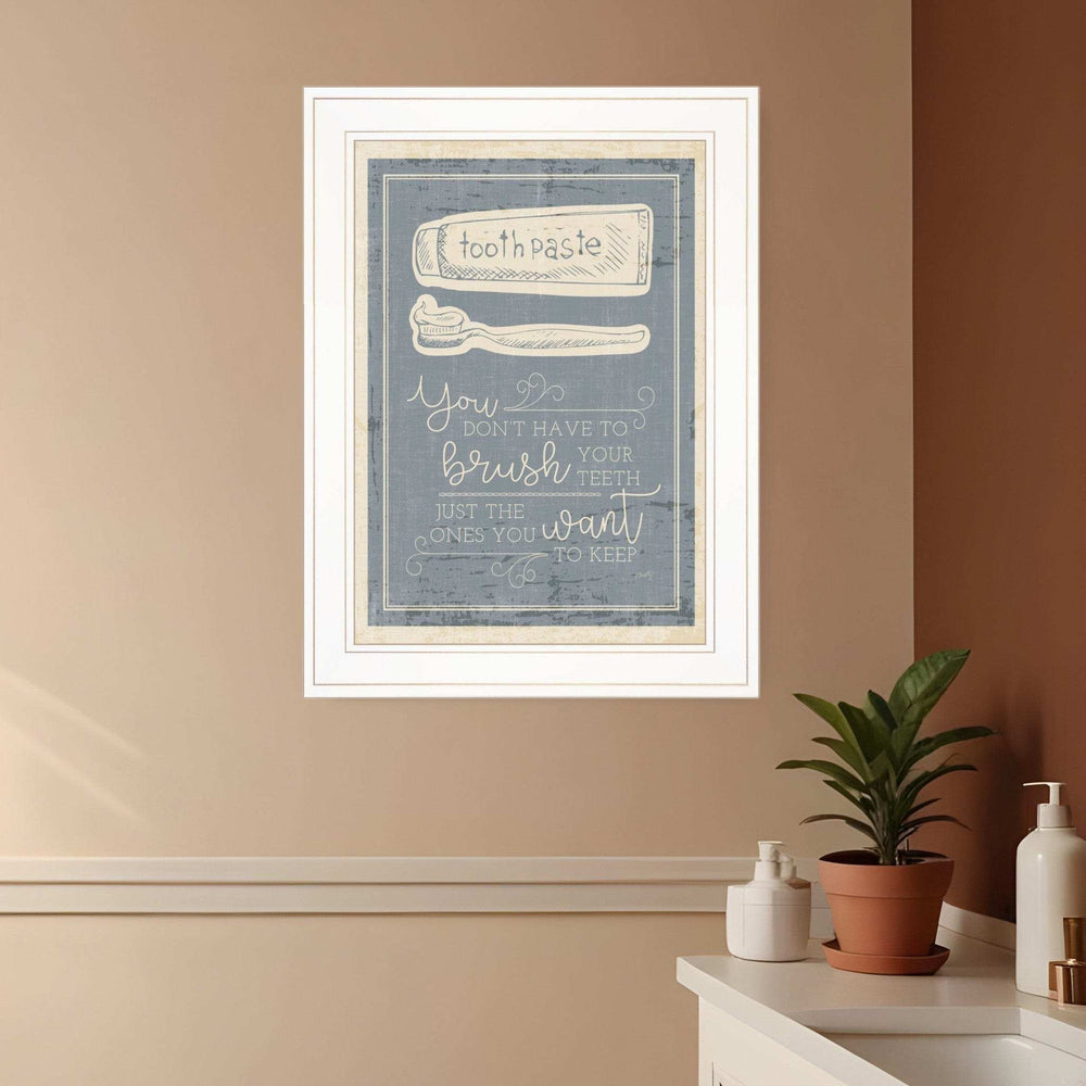Brush Teeth 2 White Framed Print Wall Art - Homeroots - Flyclothing LLC
