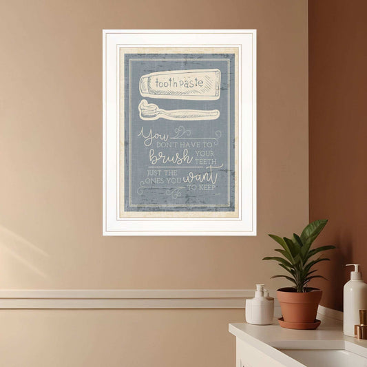 Brush Teeth 2 White Framed Print Wall Art - Homeroots - Flyclothing LLC