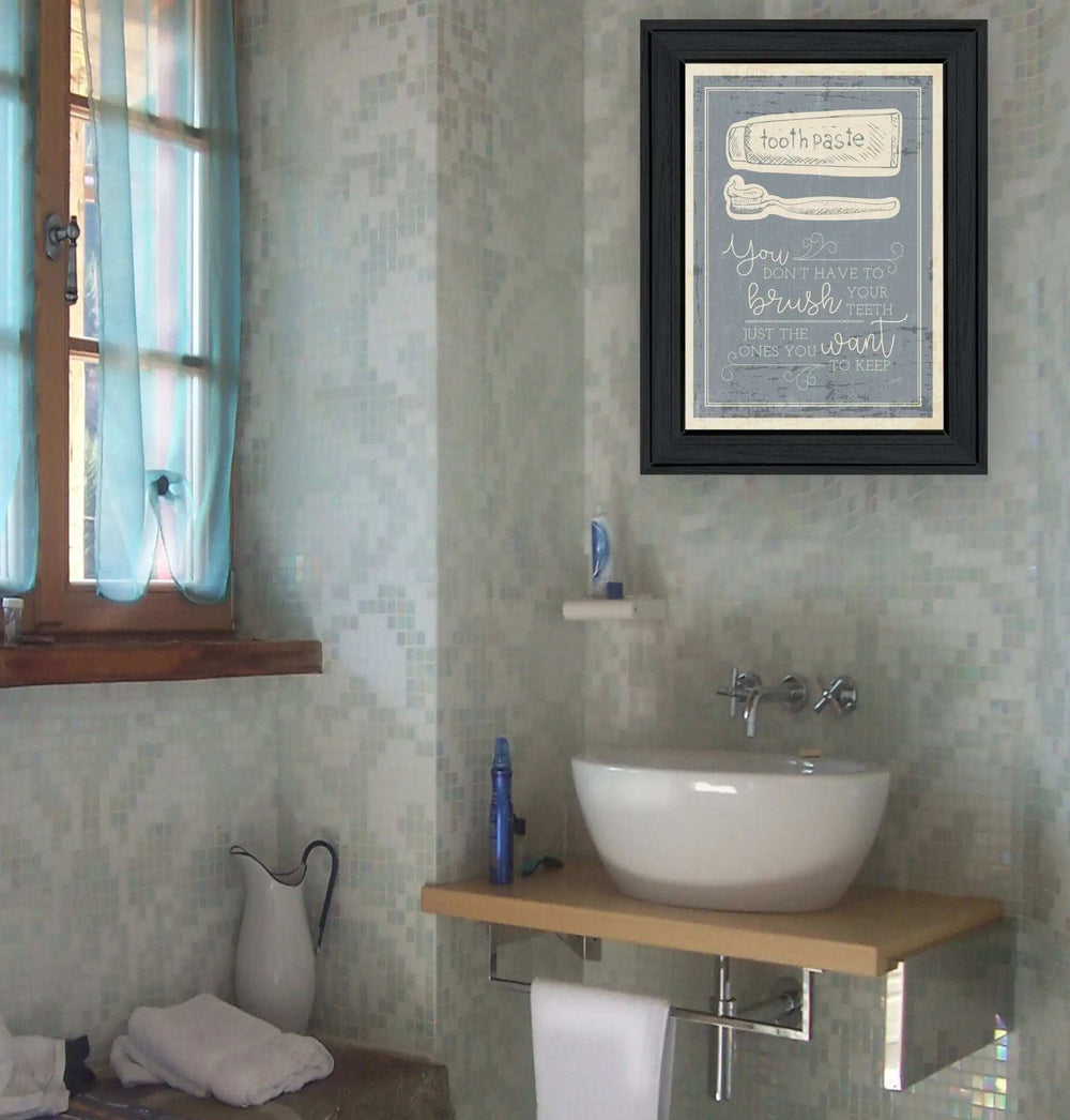 Brush Teeth 3 Black Framed Print Wall Art - Homeroots - Flyclothing LLC