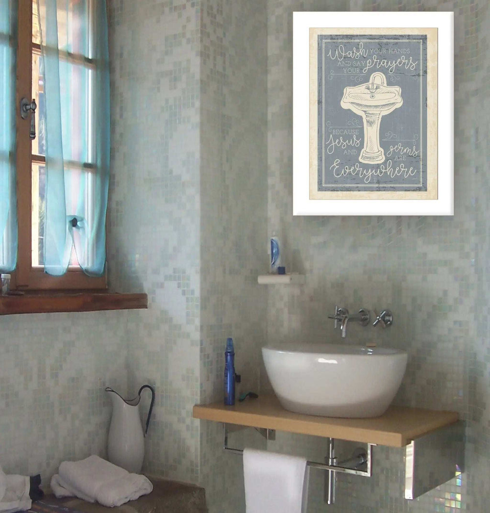 Wash Your Hands 5 White Framed Print Bathroom Wall Art - Homeroots - Flyclothing LLC