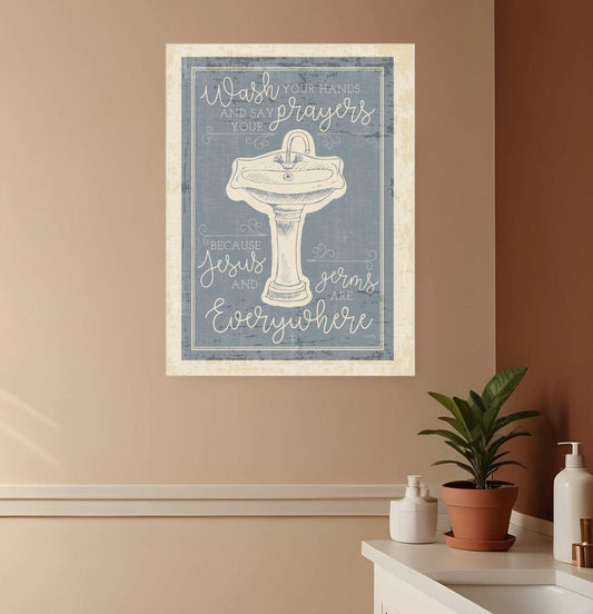 Wash Your Hands 5 White Framed Print Bathroom Wall Art - Homeroots - Flyclothing LLC