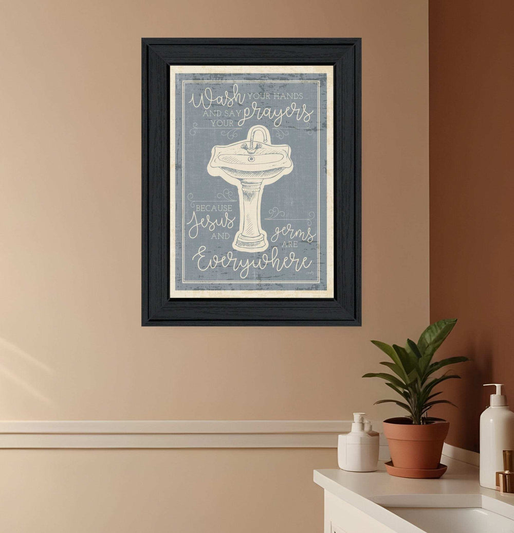 Wash Your Hands 7 Black Framed Print Bathroom Wall Art - Homeroots - Flyclothing LLC